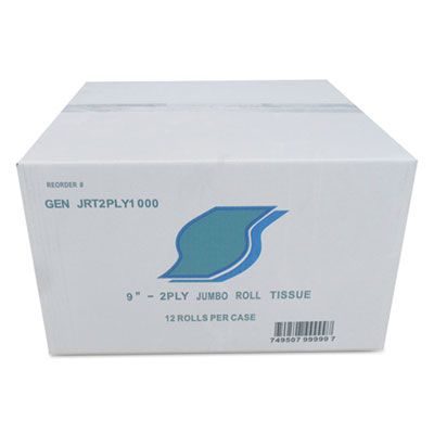 GEN JRT2PLY Jumbo Roll Toilet Paper, 2 Ply, 9" x 800' - 12 / Case