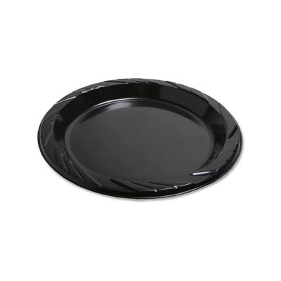 Genuine Joe 10429 9" Plastic Plates, Black - 500 / Case