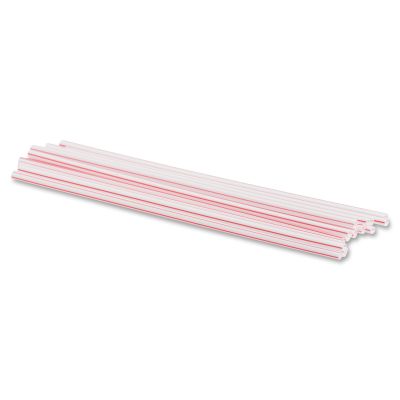 Genuine Joe 20050 5.5" Plastic Stir Sticks / Straws, White / Red - 40000 / Case