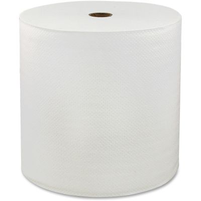 Genuine Joe 96007 Hardwound Roll Paper Hand Towels, 1 Ply, 7" x 600', White - 6 / Case
