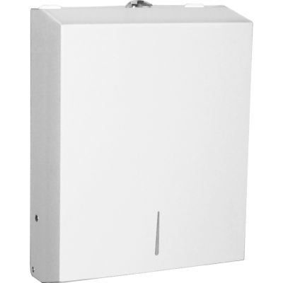 Genuine Joe 02197 Dispenser for Folded Paper Hand Towels, Metal, White - 6 / Case
