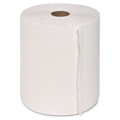 Genuine Joe 22700 Hardwound Roll Paper Hand Towels, Recycled, 7-7/8" x 800', White - 6 / Case