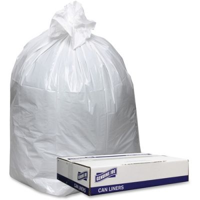Genuine Joe 3858W 60 Gallon Trash Bags, 0.9 Mil, 38" x 58" - 100 / Case