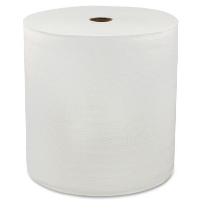 Genuine Joe 96850 Hardwound Roll Paper Hand Towels, 1 Ply, 7" x 850', White - 6 / Case