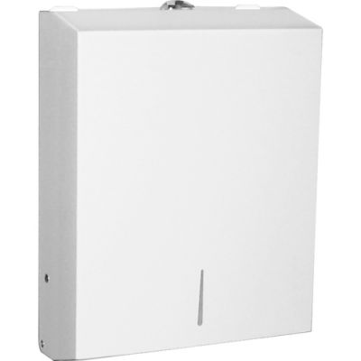 Genuine Joe 02197 Dispenser for Singlefold, C-Fold, and Multifold Paper Hand Towels, Metal, White - 1 / Case
