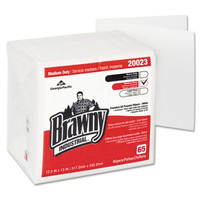 Georgia-Pacific 20023 Brawny Industrial DRC Wipers, Quarterfold, 12-1/2" x 13", White - 1170 / Case