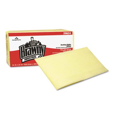 Georgia-Pacific 29624 Brawny Industrial Dusting Cloths, 24" x 24", Yellow - 200 / Case