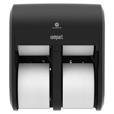 Georgia-Pacific 56744A Compact Coreless Toilet Paper Roll Dispenser, Quad Vertical for 4 Rolls, Black - 1 / Case