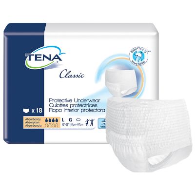TENA Classic Protective Incontinence Underwear, Large (45-58 in.) - 72 / Case