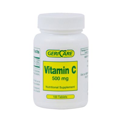 McKesson 60-841-01 Geri-Care Vitamin C Supplement, Ascorbic Acid, 500 mg Tablet - 1200 / Case