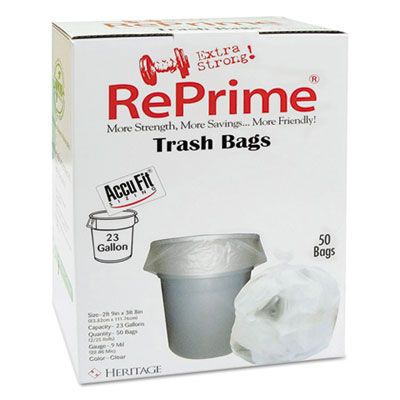 Heritage H5645TCRC1 AccuFit 23 Gallon Trash Can Liners / Garbage Bags, 0.9 Mil, 28" x 45", Clear - 300 / Case