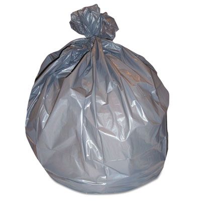 Heritage H56G RePrime 56 Gallon Trash Can Liners / Garbage Bags, 1.6 Mil, 44" x 55", Gray - 100 / Case