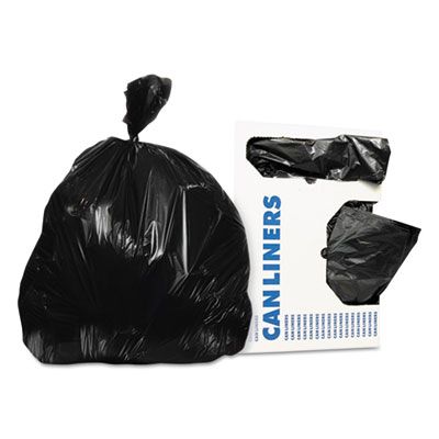 Heritage H8647TK 56 Gallon Trash Can Liners / Garbage Bags, 0.9 Mil, 43" x 47", Black - 100 / Case