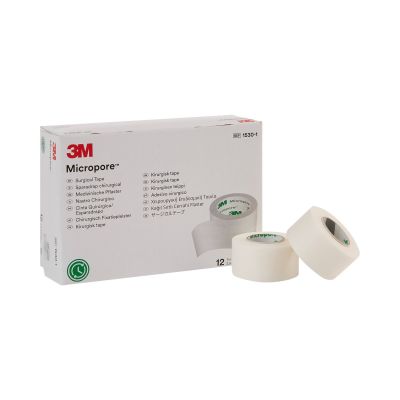 3M 1530-1 Micropore Medical Surgical Tape, Easy Tear Paper, 1" x 10 Yds Roll, White, NonSterile - 120 / Case