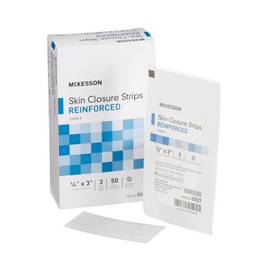 McKesson 3007 Skin Closure Strip, 1/4" x 3", Nonwoven Material, White - 600 / Case