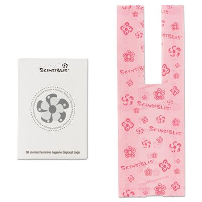 Hospeco SBX50 Scensibles Personal Feminine Hygiene Disposal Bags, 3.38" x 9.75", Pink - 1200 / Case