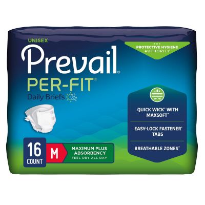Prevail Per-Fit Adult Diapers with Tabs, Medium (32-44 in.), Maximum Plus - 96 / Case
