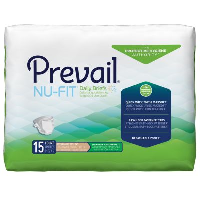 Prevail Nu-Fit Adult Diapers with Tabs, X-Large (59-64 in.), Maximum - 60 / Case
