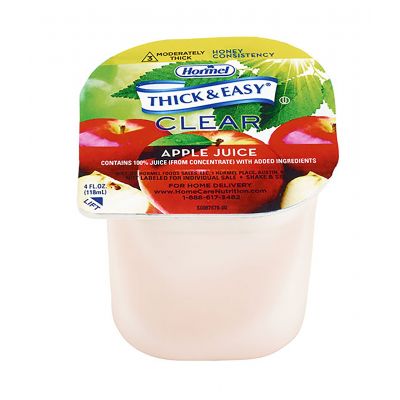 Hormel Food Sales 12687 Thick & Easy Clear Honey Consistency Apple Juice Thickened Beverage, 4 oz Cup - 24 / Case