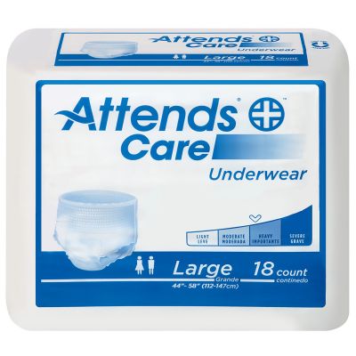 Attends APV30 Care Absorbent Underwear, Adult Unisex, Regular / Large (44 to 58"), Moderate Absorbency - 72 / Case
