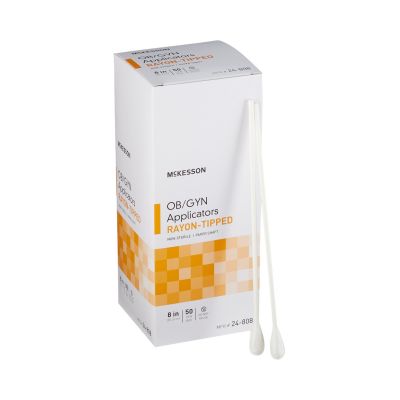 McKesson 24-808 OB/GYN Applicator Swabs, Rayon-Tipped, Paper Shaft, 8", NonSterile - 500 / Case
