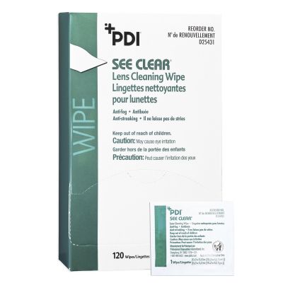 PDI See Clear Lens Cleaning Wipe, Individually Wrapped - 1440 / Case