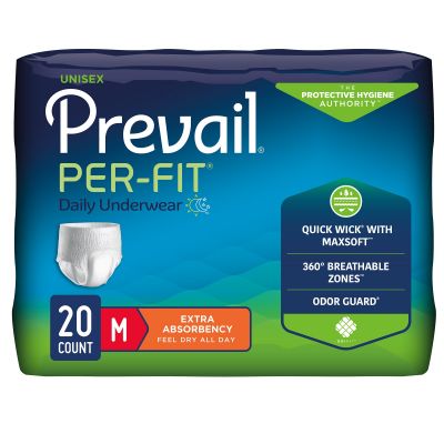 Prevail Per-Fit Pull-Up Daily Underwear, Medium (34-46 in.), Extra - 80 / Case