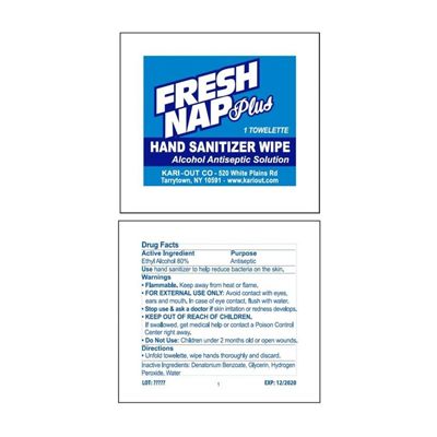 Kari-Out 6700303 Fresh Nap Plus Hand Sanitizer Wipes, 80% Alcohol - 1000 / Case