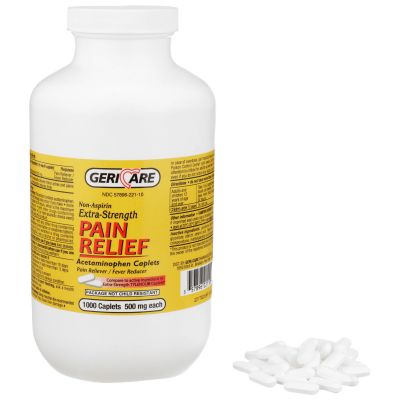 McKesson 221-10-GCP Geri-Care Acetaminophen Pain Relief, 500 mg Caplet - 1000 / Case