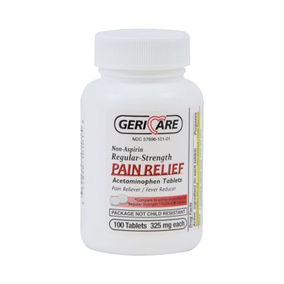 Geri-Care 60-101-01 Acetaminophen Pain Reliever / Fever Reducer, 325 mg Tablets - 1200 / Case