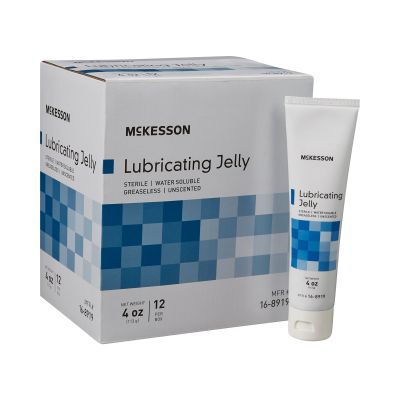 McKesson 16-8919 Lubricating Jelly, Water Soluble, Greaseless, Unscented, 4 oz Tube, Sterile - 12 / Case