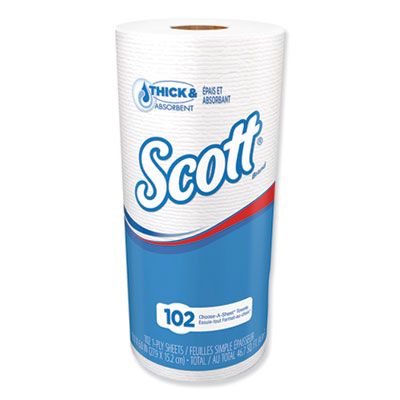Kimberly-Clark 47031 Scott Choose-A-Sheet Mega Kitchen Roll Paper Towels, 1 Ply, 102 Perforated Sheets / Roll, White - 24 / Case