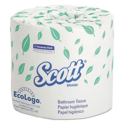 Kimberly-Clark 04460 Scott Essential Toilet Paper, 2 Ply, Recycled, 4.1" x 4", 550 Sheets / Standard Roll - 80 / Case