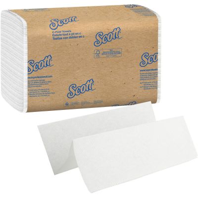 Kimberly-Clark 01510 Scott Essential C-Fold Paper Hand Towels, 1 Ply, Recycled, 10.12" x 13.15", White - 2400 / Case
