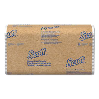 Kimberly-Clark 01700 Scott Essential Singlefold Paper Hand Towels, Recycled, 9.3" x 10.5", White - 4000 / Case