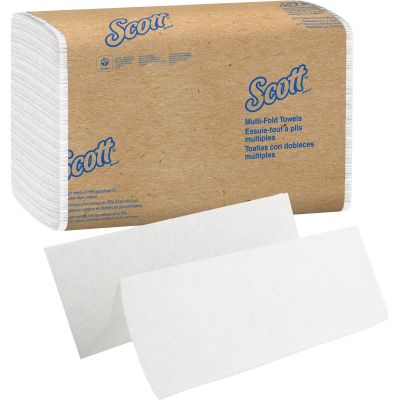 Kimberly-Clark 01840 Scott Essential Multifold Paper Hand Towels, 1 Ply, Recycled, 9.2" x 9.4", White - 4000 / Case