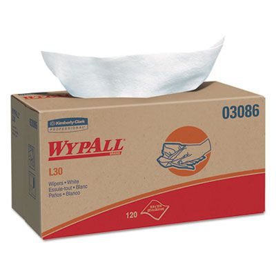 Kimberly-Clark 03086 WypAll L30 Wipers, 10" x 9.8", White - 1200 / Case
