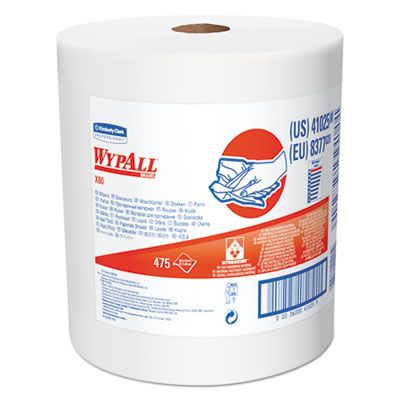 Kimberly-Clark 41025 WypAll X80 Cloth Wipers, 475 Sheets / Jumbo Roll, 12.5" x 13.4#34;, White - 1 / Case