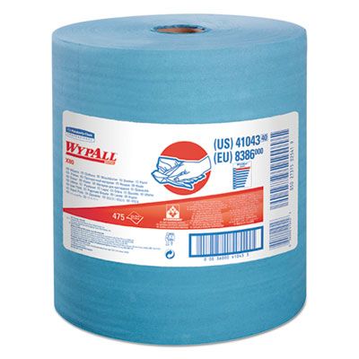 Kimberly-Clark 41043 WypAll X80 Wipers, 12.5" x 13.4", 475 Sheets / Jumbo Roll, Blue - 1 / Case