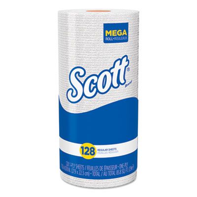 Kimberly-Clark 41482 Scott Kitchen Towel Rolls, 128 Perforated Sheets / Roll, White - 20 / Case