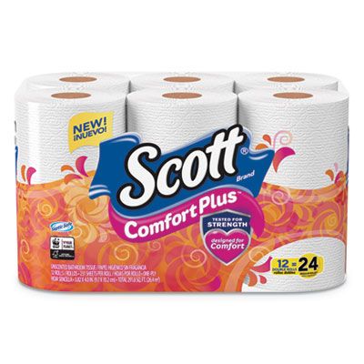 Kimberly-Clark 47618 Scott ComfortPlus Toilet Paper, 1 Ply, 231 Sheets / Double Roll - 48 / Case