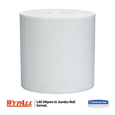 Kimberly-Clark 05007 WypAll L40 Wiper Towels, 750 / Jumbo Roll, 13.4" x 12.4", White - 1 / Case