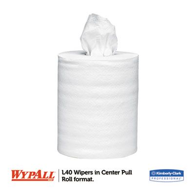 Kimberly-Clark 05796 WypAll L40 Wipers Centerpull Towel Roll, 12.2" x 10", 200 / Roll, White - 2 / Case