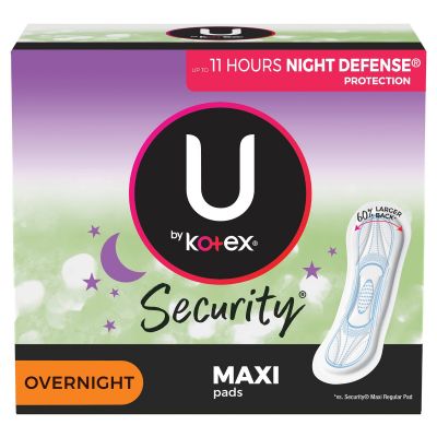 U by Kotex Security Maxi Pads, Overnight Absorbency - 112 / Case