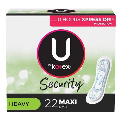 U by Kotex Security Maxi Pads, Heavy Absorbency - 176 / Case
