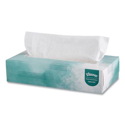 Kimberly-Clark 21601 Kleenex Professional Naturals Facial Tissue, 2 Ply, 125 Tissues / Flat Box, White - 48 / Case