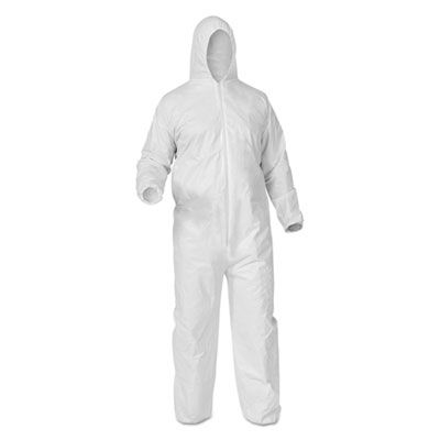 Kimberly-Clark 38939 KleenGuard A35 Liquid and Particle Protection Coveralls, Hooded, XL, White - 25 / Case