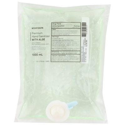 McKesson 53-27036-1000 Hand Sanitizer Gel with Aloe, 70% Ethyl Alcohol, 1000 mL Dispenser Refill Bag - 10 / Case