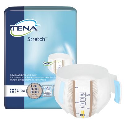 TENA 67803 Stretch Ultra Incontinence Brief w/ Tabs, Adult Unisex, Large / X-Large (41 to 64"), Heavy Absorbency - 72 / Case