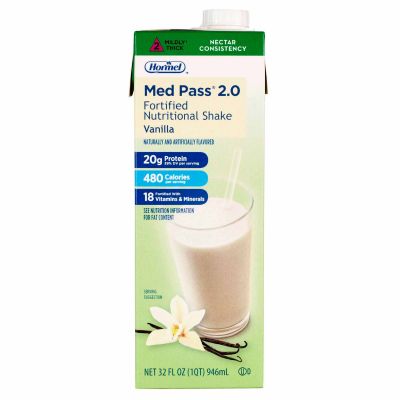 Hormel 27016 Med Pass 2.0 Oral Supplement / Fortified Nutritional Shake, Vanilla Flavor, 32 oz Carton - 12 / Case